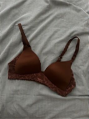 aerie Smooth Lace-Trim Bra in Chocolate Brown